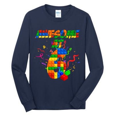 Awesome At 6 Cute Birthday Building Blocks  Tall Long Sleeve T-Shirt