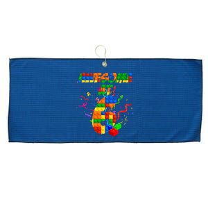 Awesome At 6 Cute Birthday Building Blocks  Large Microfiber Waffle Golf Towel