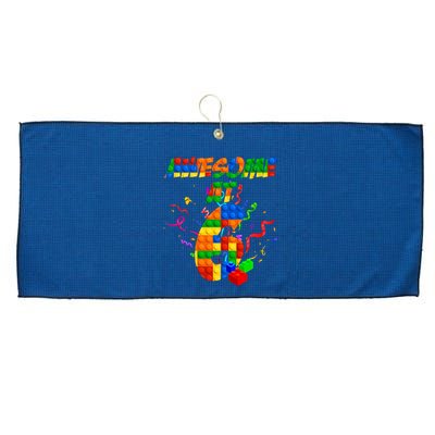 Awesome At 6 Cute Birthday Building Blocks  Large Microfiber Waffle Golf Towel