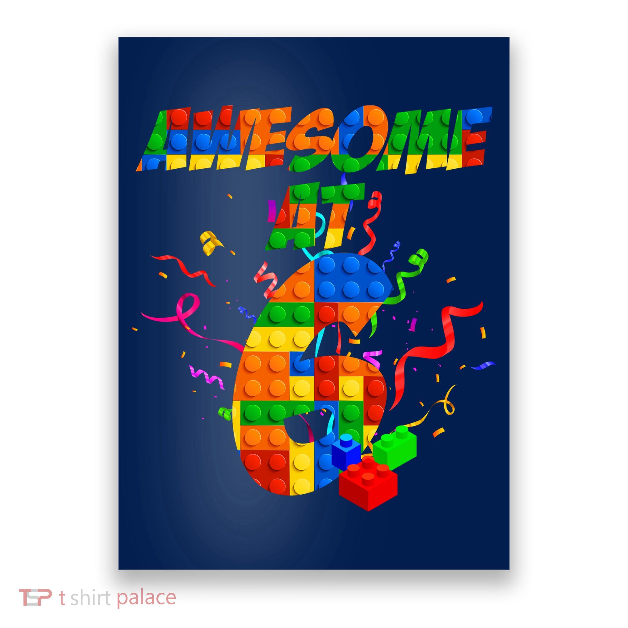 Awesome At 6 Cute Birthday Building Blocks  Poster