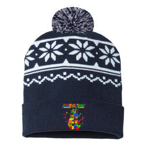 Awesome At 6 Cute Birthday Building Blocks  USA-Made Snowflake Beanie