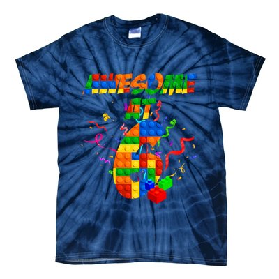 Awesome At 6 Cute Birthday Building Blocks  Tie-Dye T-Shirt