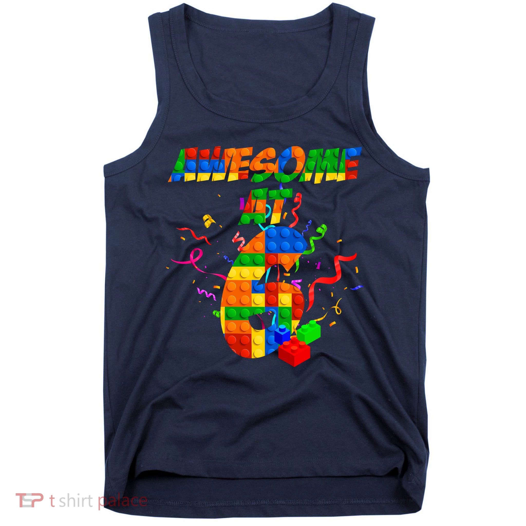 Awesome At 6 Cute Birthday Building Blocks  Tank Top