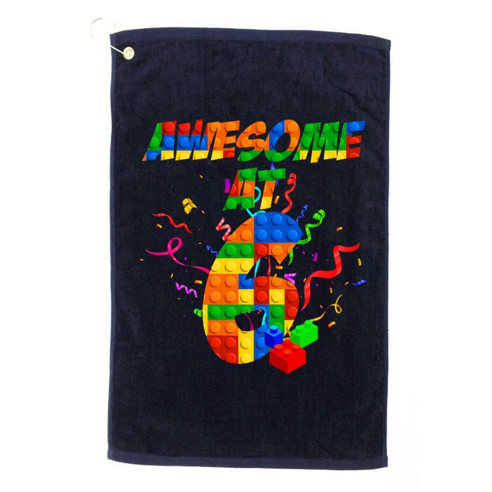 Awesome At 6 Cute Birthday Building Blocks  Platinum Collection Golf Towel