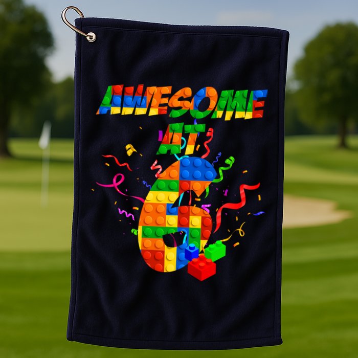 Awesome At 6 Cute Birthday Building Blocks  Golf Towel