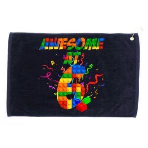 Awesome At 6 Cute Birthday Building Blocks  Grommeted Golf Towel