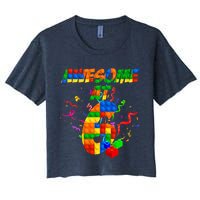 Awesome At 6 Cute Birthday Building Blocks  Crop Top