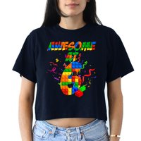 Awesome At 6 Cute Birthday Building Blocks  Crop Top