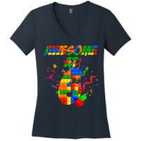 Awesome At 6 Cute Birthday Building Blocks  Women's V-Neck T-Shirt
