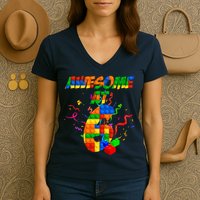 Awesome At 6 Cute Birthday Building Blocks  Women's V-Neck T-Shirt