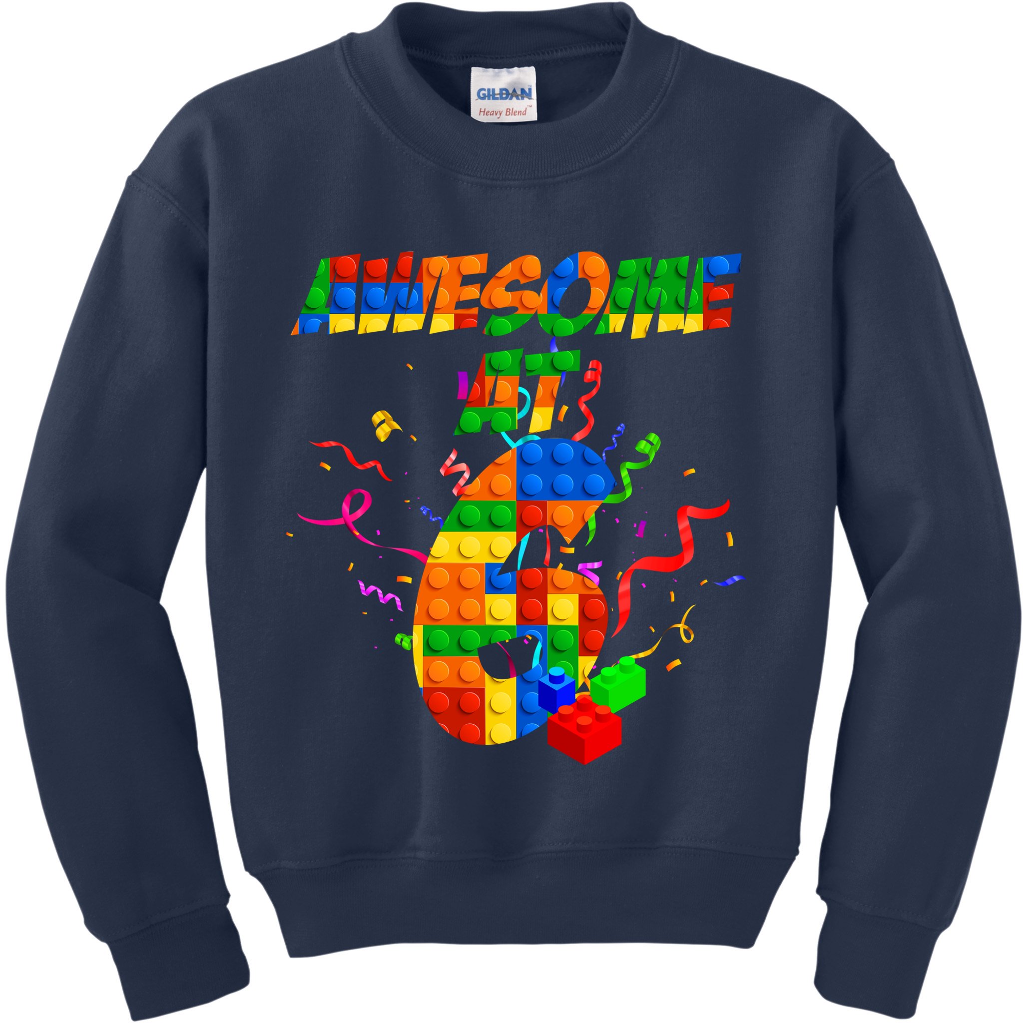 Awesome At 6 Cute Birthday Building Blocks  Kids Sweatshirt