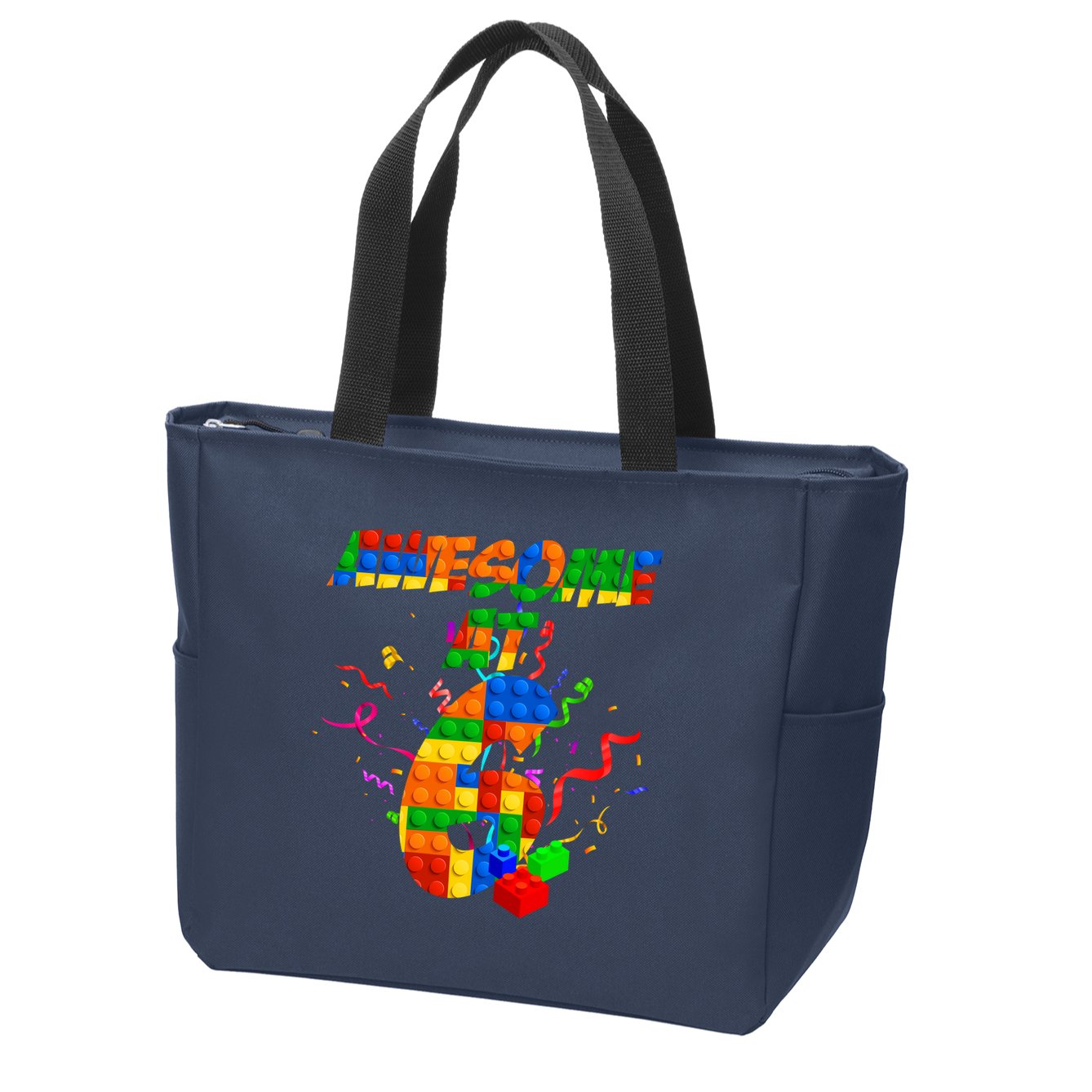 Awesome At 6 Cute Birthday Building Blocks  Zip Tote Bag