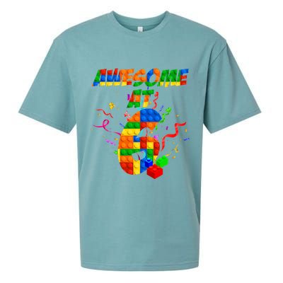 Awesome At 6 Cute Birthday Building Blocks  Sueded Cloud Jersey T-Shirt