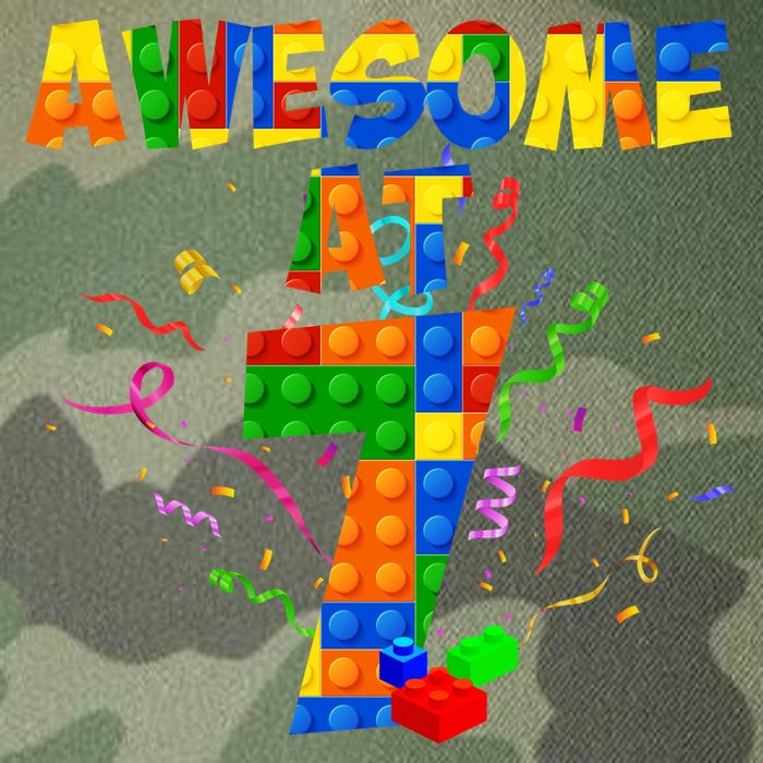 Awesome At 7 Cute Birthday Building Blocks Legacy Tie Dye Trucker Hat