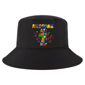 Awesome At 7 Cute Birthday Building Blocks Cool Comfort Performance Bucket Hat