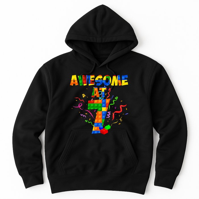 Awesome At 7 Cute Birthday Building Blocks Hoodie