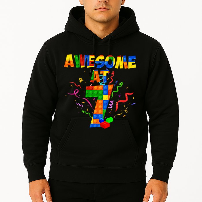 Awesome At 7 Cute Birthday Building Blocks Hoodie