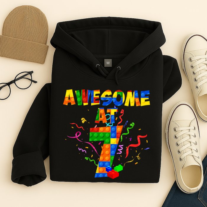 Awesome At 7 Cute Birthday Building Blocks Hoodie