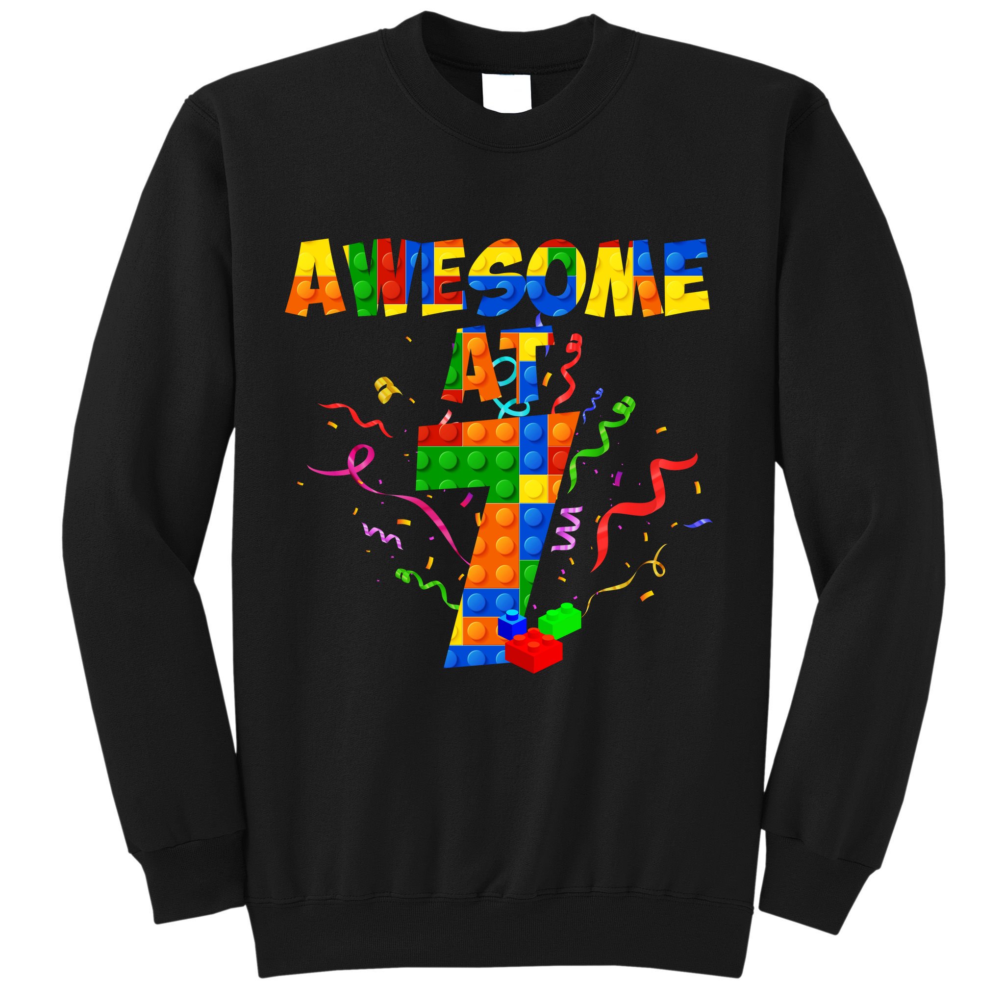 Awesome At 7 Cute Birthday Building Blocks Sweatshirt