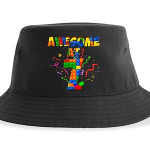 Awesome At 7 Cute Birthday Building Blocks Sustainable Bucket Hat