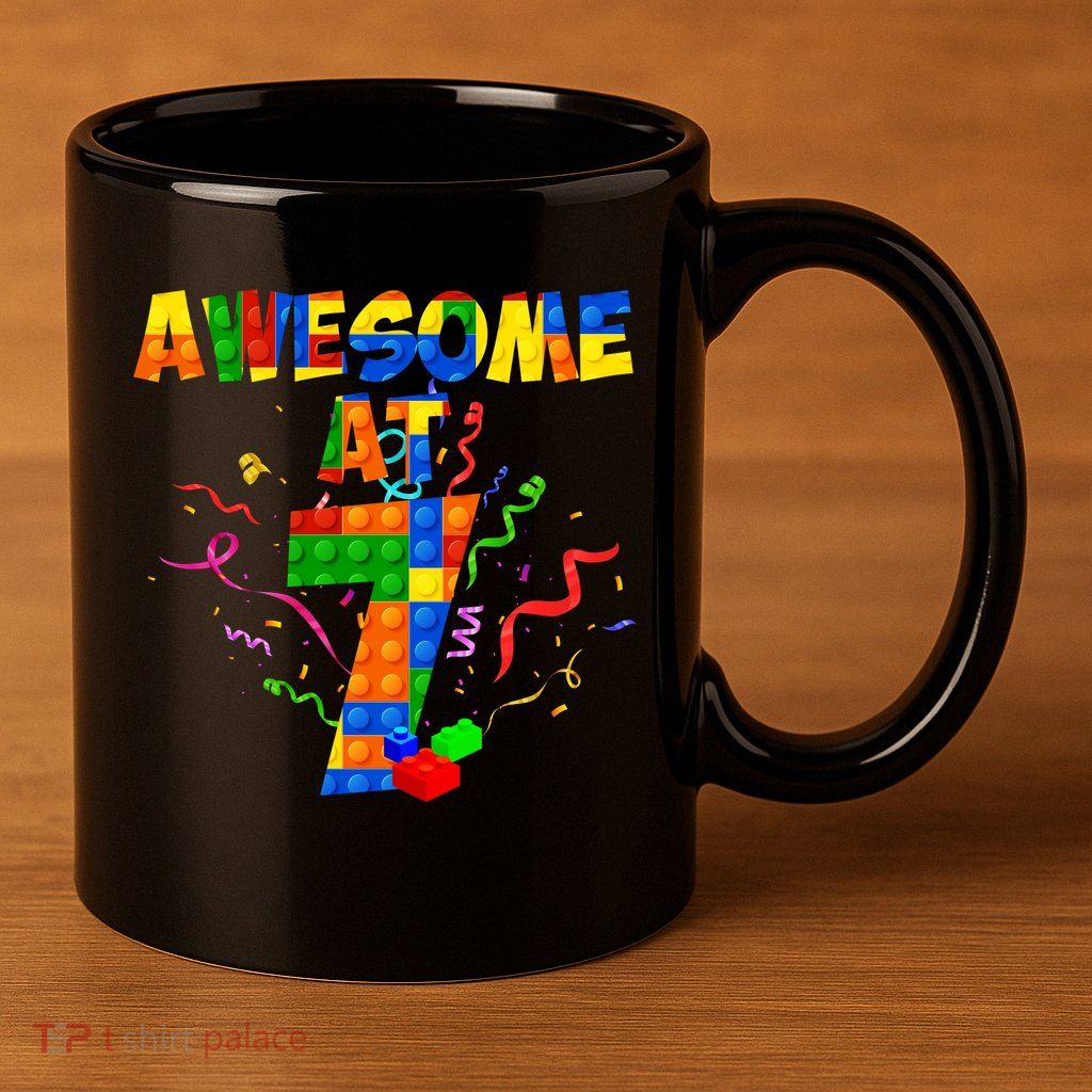 Awesome At 7 Cute Birthday Building Blocks 11oz C Handle Ceramic Mug