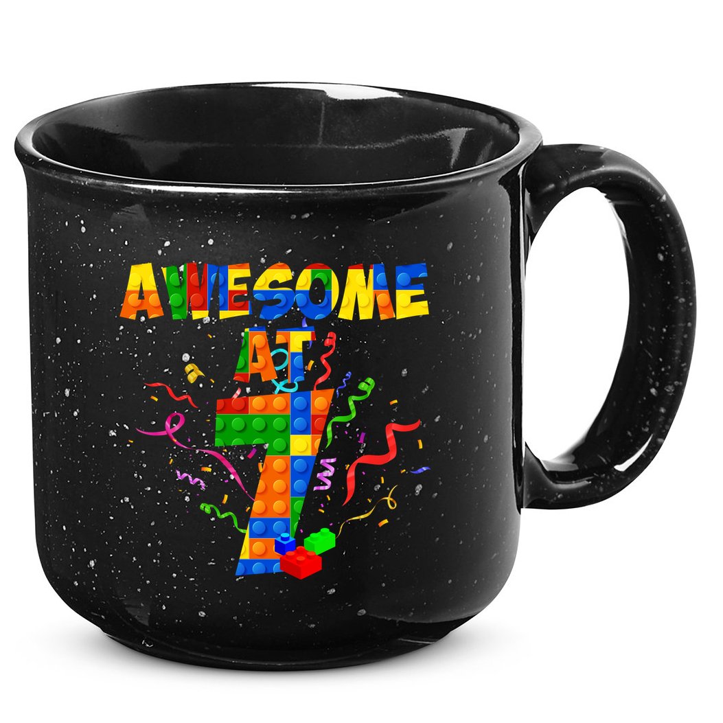 Awesome At 7 Cute Birthday Building Blocks 15oz Campfire Ceramic Mug
