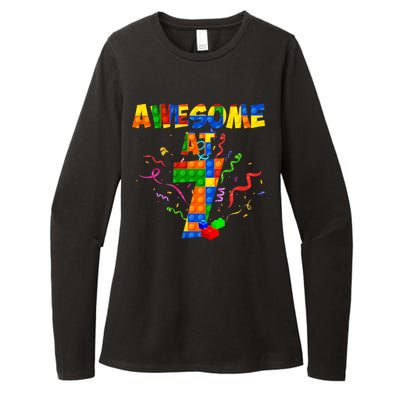 Awesome At 7 Cute Birthday Building Blocks Womens CVC Long Sleeve Shirt