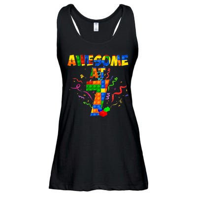 Awesome At 7 Cute Birthday Building Blocks Ladies Essential Flowy Tank