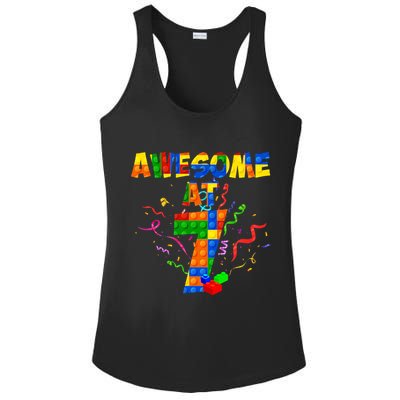Awesome At 7 Cute Birthday Building Blocks Ladies PosiCharge Competitor Racerback Tank