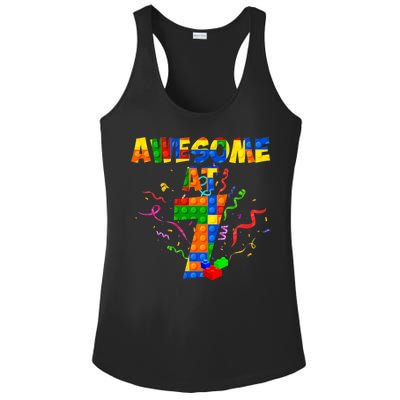 Awesome At 7 Cute Birthday Building Blocks Ladies PosiCharge Competitor Racerback Tank