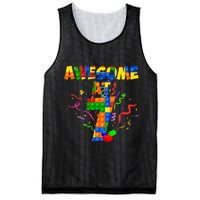 Awesome At 7 Cute Birthday Building Blocks Mesh Reversible Basketball Jersey Tank