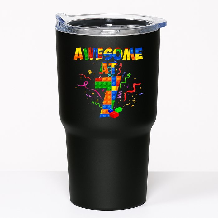 Awesome At 7 Cute Birthday Building Blocks Tumbler