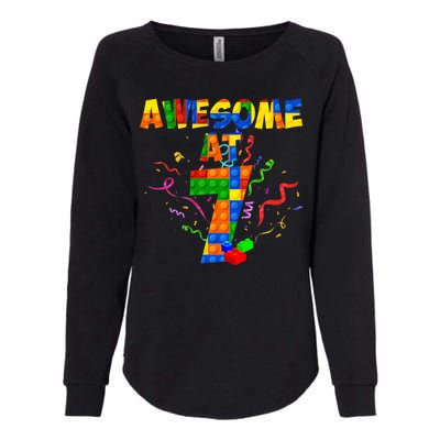 Awesome At 7 Cute Birthday Building Blocks Womens California Wash Sweatshirt