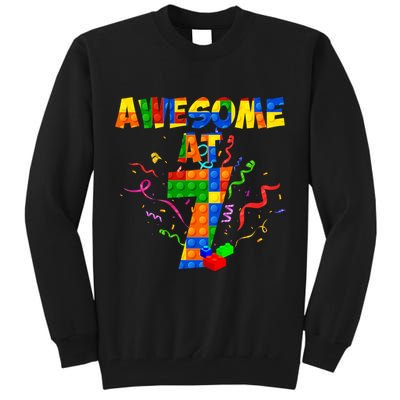 Awesome At 7 Cute Birthday Building Blocks Tall Sweatshirt