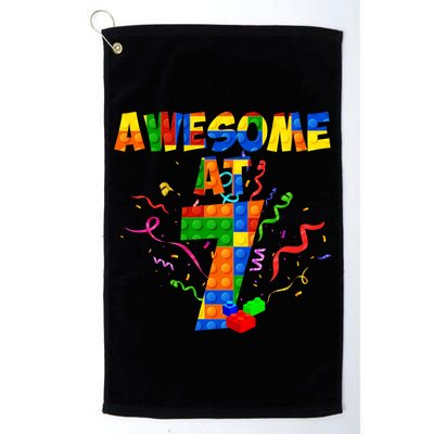 Awesome At 7 Cute Birthday Building Blocks Golf Towel