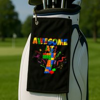 Awesome At 7 Cute Birthday Building Blocks Golf Towel