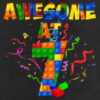 Awesome At 7 Cute Birthday Building Blocks Golf Towel