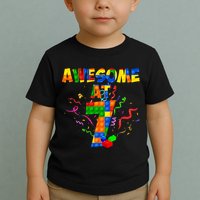 Awesome At 7 Cute Birthday Building Blocks Toddler T-Shirt