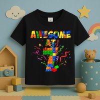 Awesome At 7 Cute Birthday Building Blocks Toddler T-Shirt