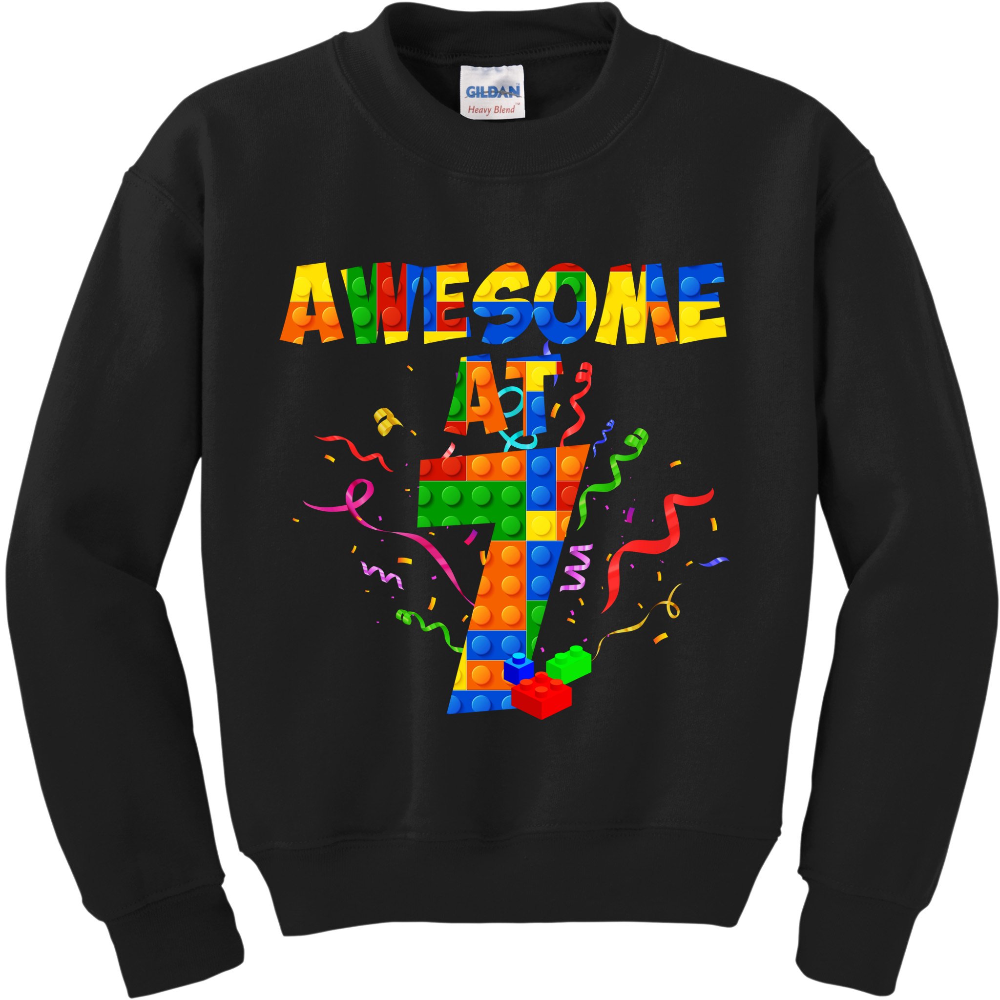 Awesome At 7 Cute Birthday Building Blocks Kids Sweatshirt
