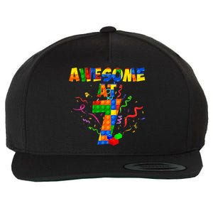 Awesome At 7 Cute Birthday Building Blocks Wool Snapback Cap