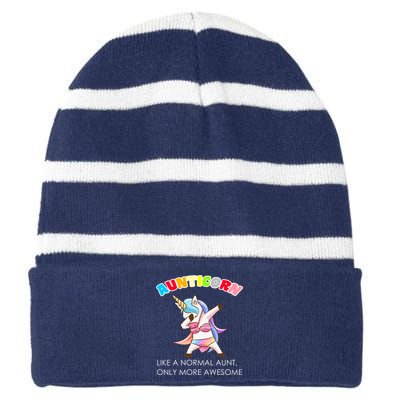 Awesome Aunticorn Like A Normal Aunt Striped Beanie with Solid Band