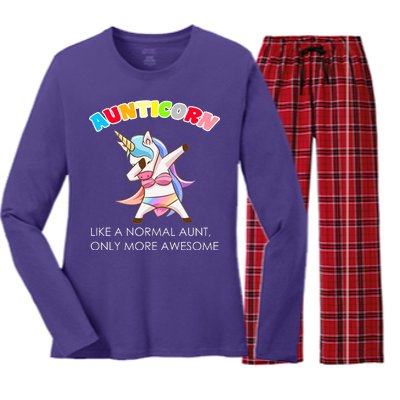 Awesome Aunticorn Like A Normal Aunt Women's Long Sleeve Flannel Pajama Set 