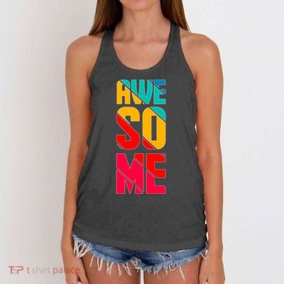 Awesome Broken Letters Women's Knotted Racerback Tank