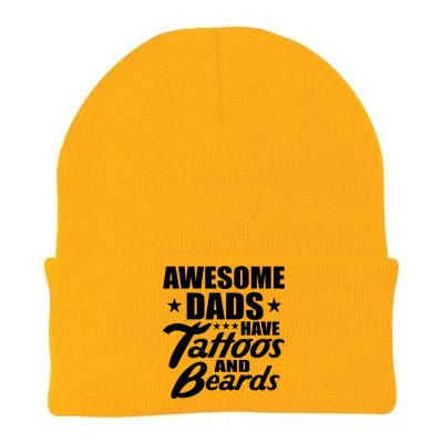 Awesome Dads Have Tattoos And Beards Knit Cap Winter Beanie