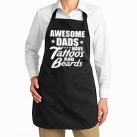 Awesome Dads Have Tattoos And Beards Full-Length Apron With Pockets
