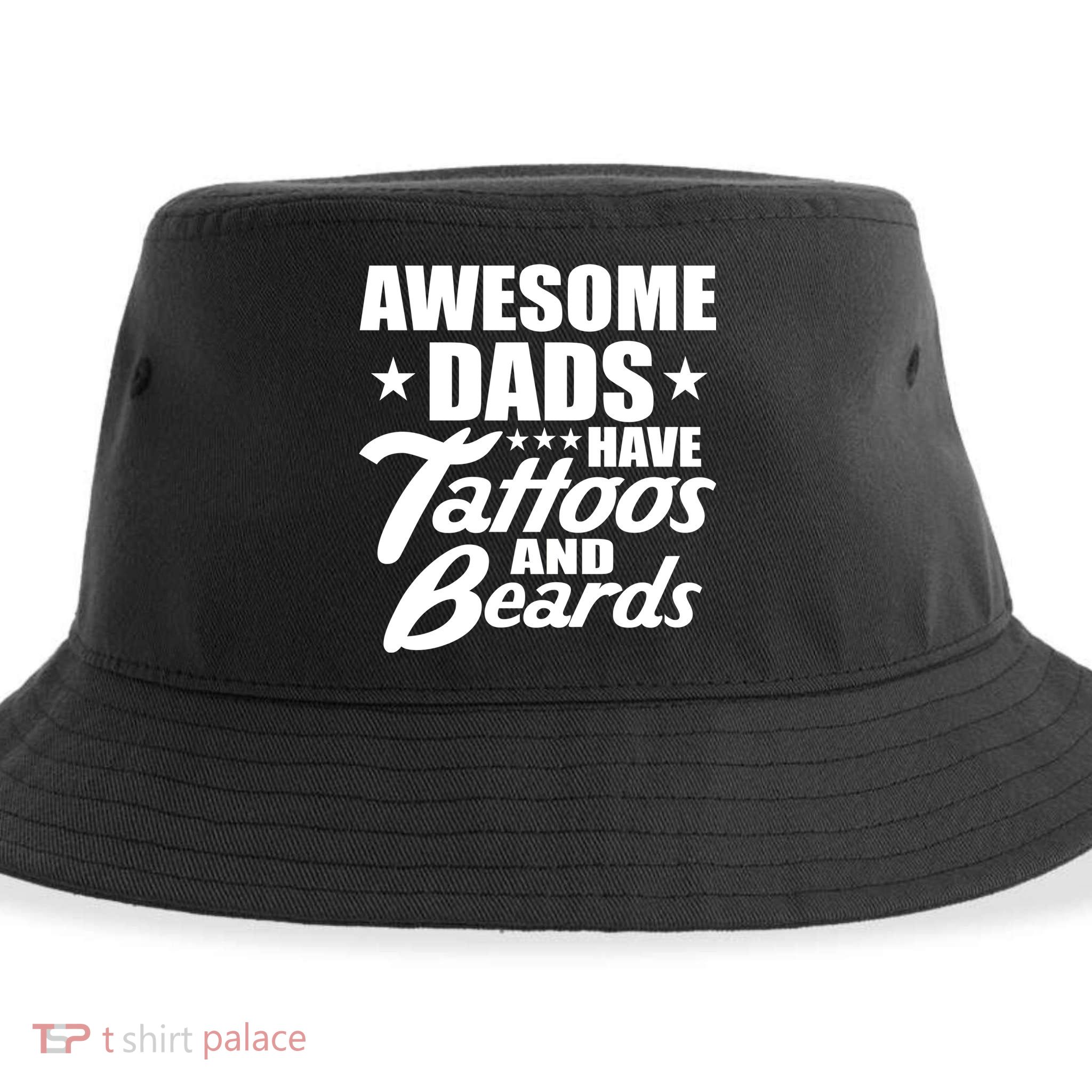 Awesome Dads Have Tattoos And Beards Sustainable Bucket Hat