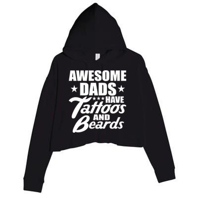 Awesome Dads Have Tattoos And Beards Crop Fleece Hoodie