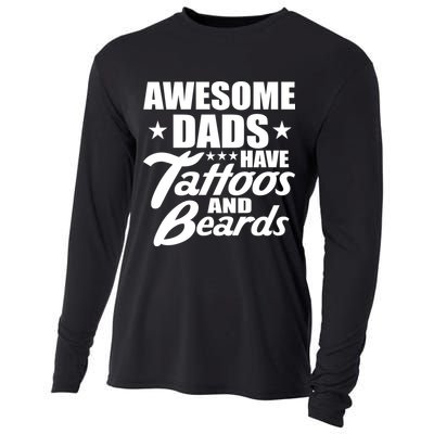 Awesome Dads Have Tattoos And Beards Cooling Performance Long Sleeve Crew