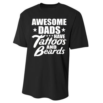 Awesome Dads Have Tattoos And Beards Performance Sprint T-Shirt